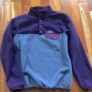 Women Patagonia Synchilla Snap T Fleece Pullover Lupine Purple size S TwoTone